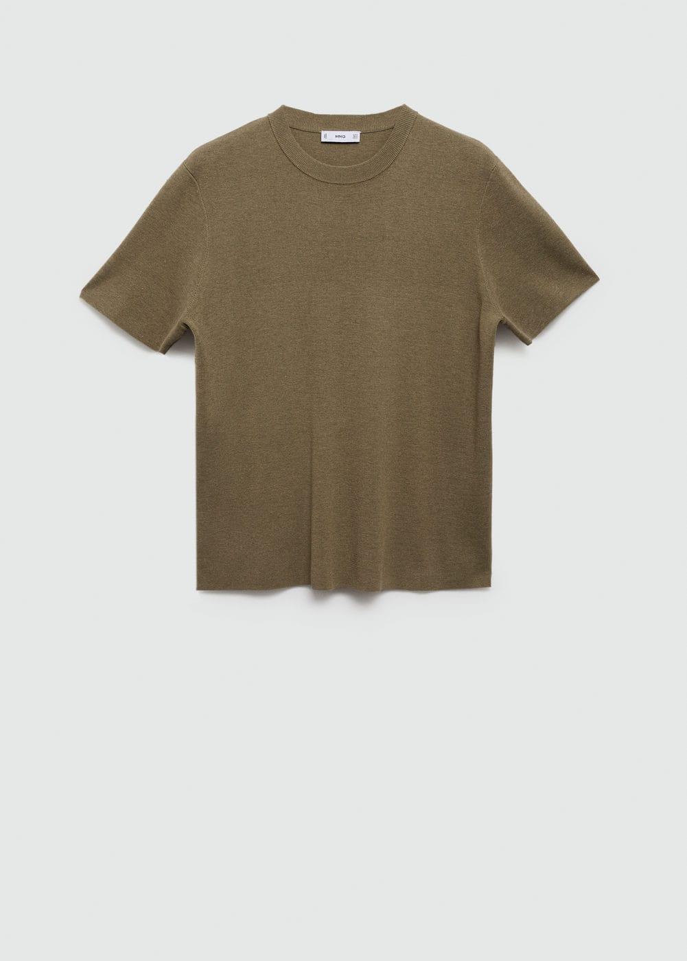 MANGO MAN - Knit cotton T-shirt olive greenMen Product Image