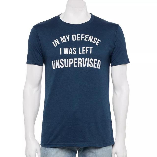 Mens In My Defense I Was Left Unsupervised Tee Blue Hthr Product Image