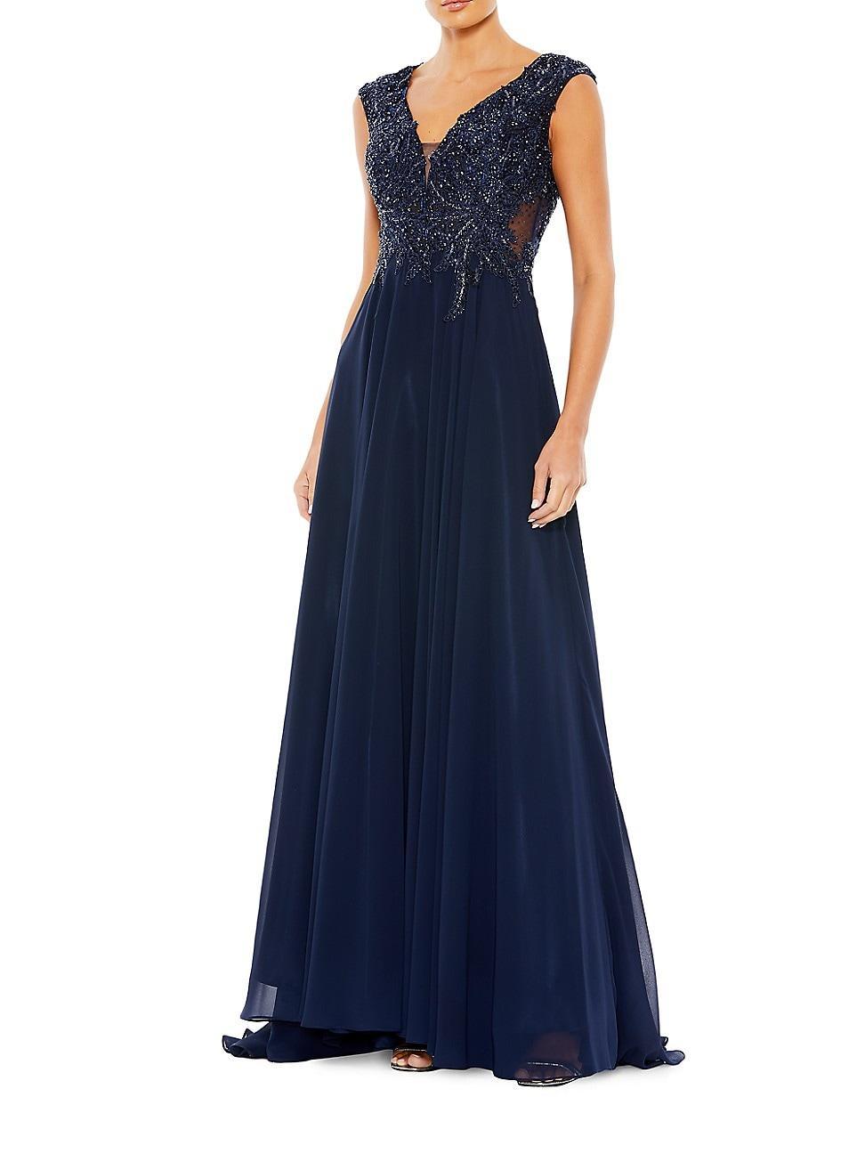 Mac Duggal Sequin Empire Waist Pleated Gown Product Image