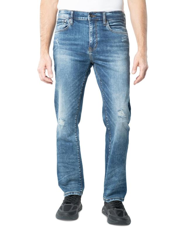 Lazer Mens Straight-Fit Stretch Destroyed Jeans Product Image