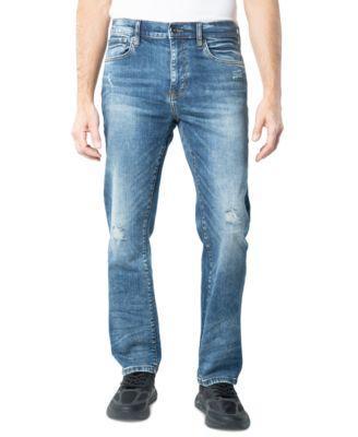 Lazer Mens Straight-Fit Stretch Destroyed Jeans product image