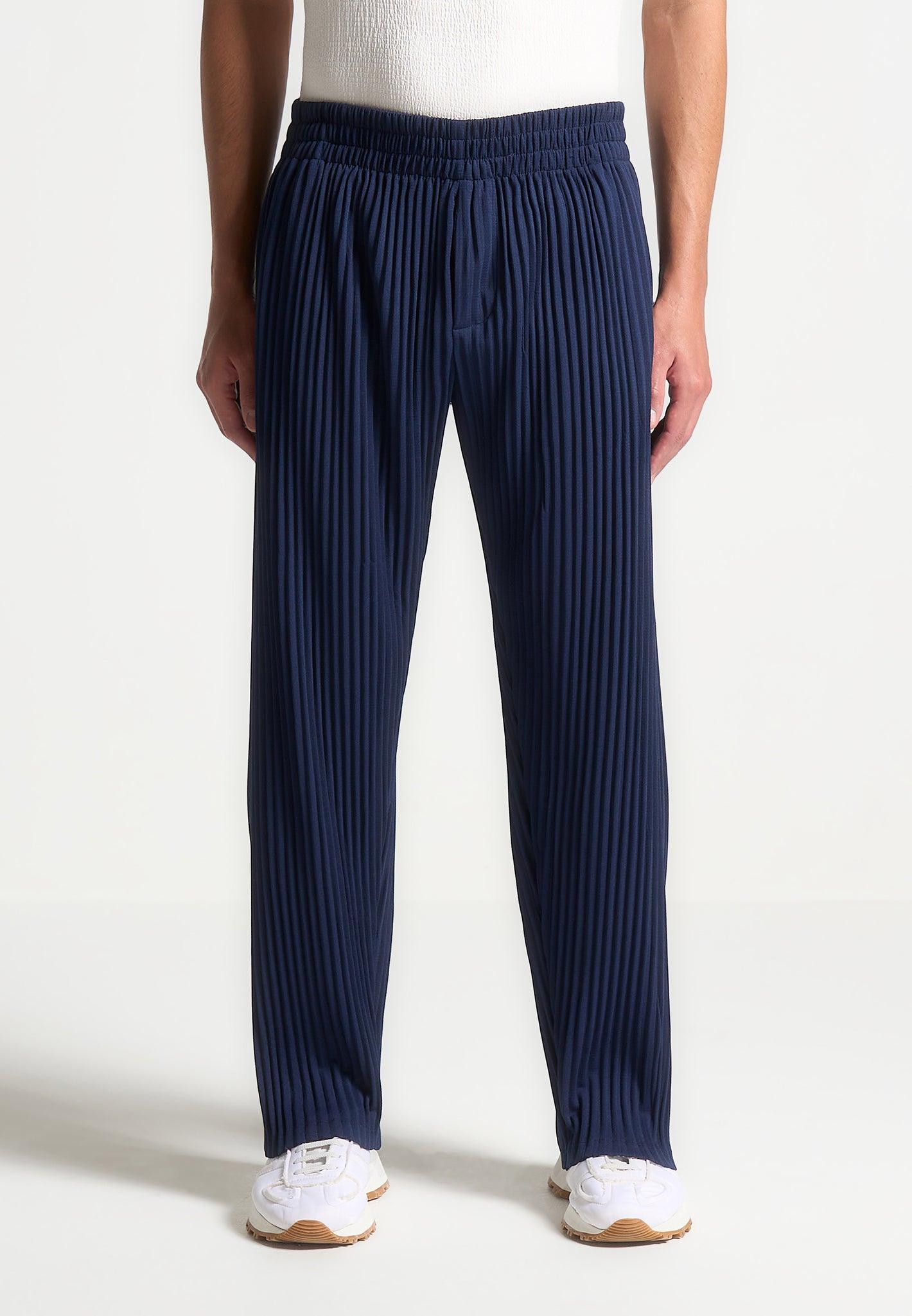 Pleated Trousers - Navy Male Product Image