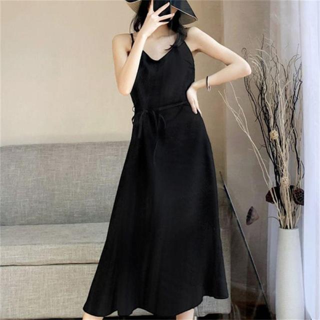 Spaghetti Strap Plain Maxi Smock Dress Product Image