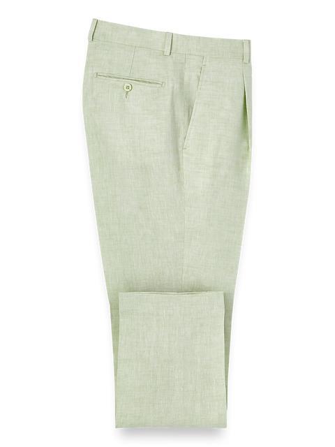 Linen Chambray Twill Single Pleat Pants - Mint Product Image