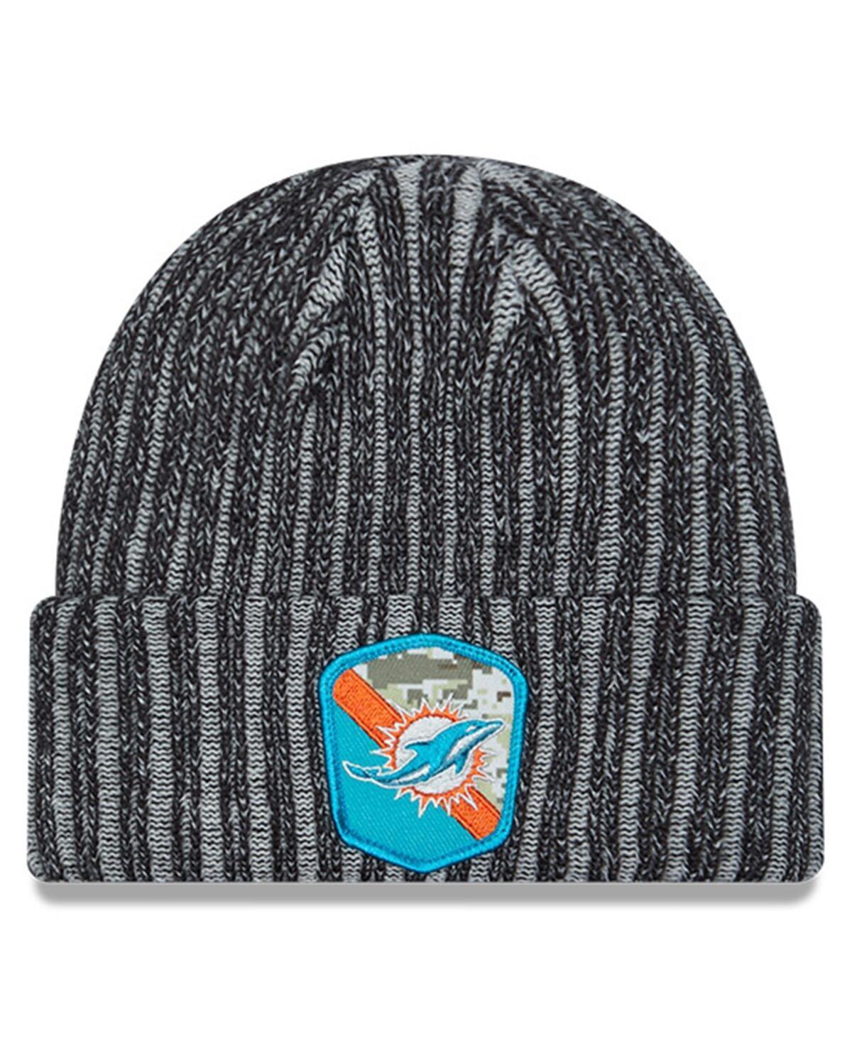 Mens New Era Black Miami Dolphins 2023 Salute To Service Cuffed Knit Hat Product Image