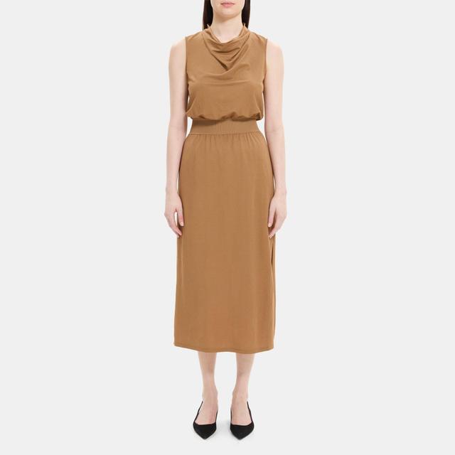 Viscose-Blend Piqué Sleeveless Cowl Neck Dress | Theory Outlet Product Image