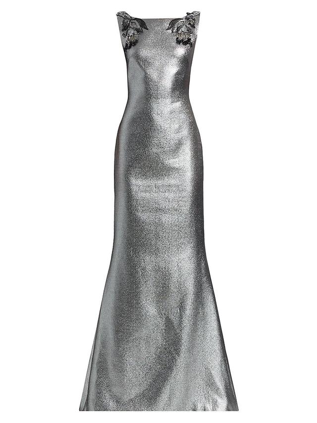 Womens Sabina Metallic-Lame Sleeveless Gown Product Image