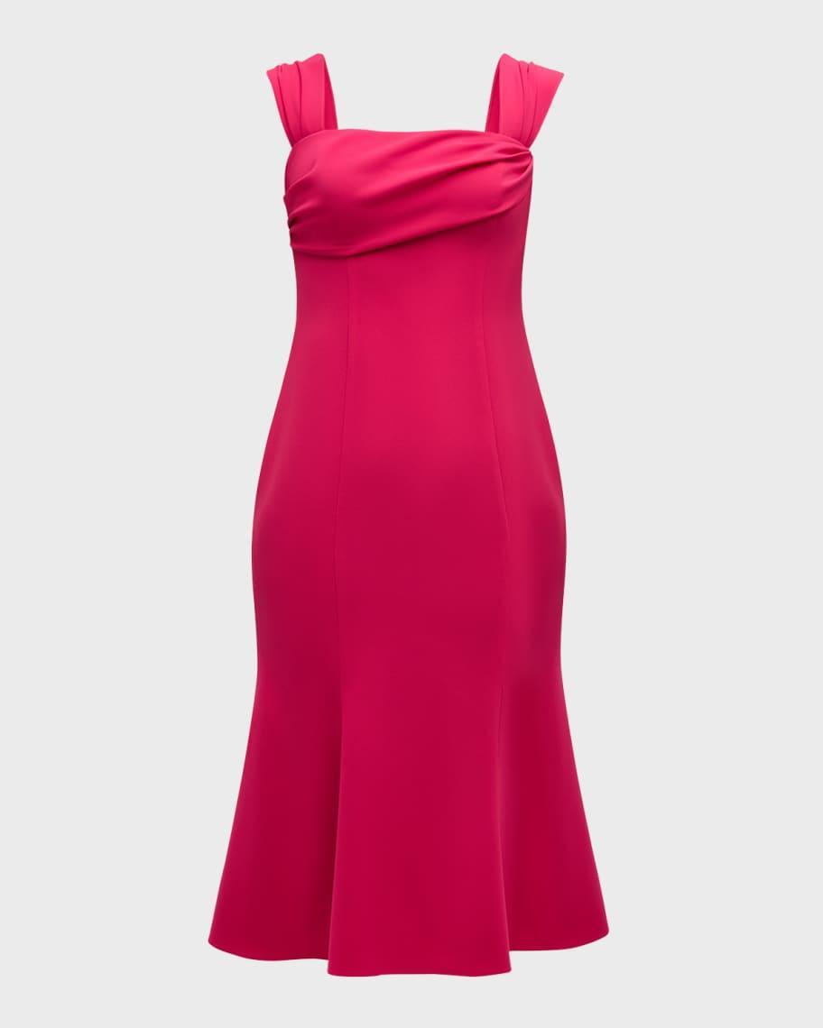 Square Neck Trumpet Midi Dress with Cap Sleeves Product Image