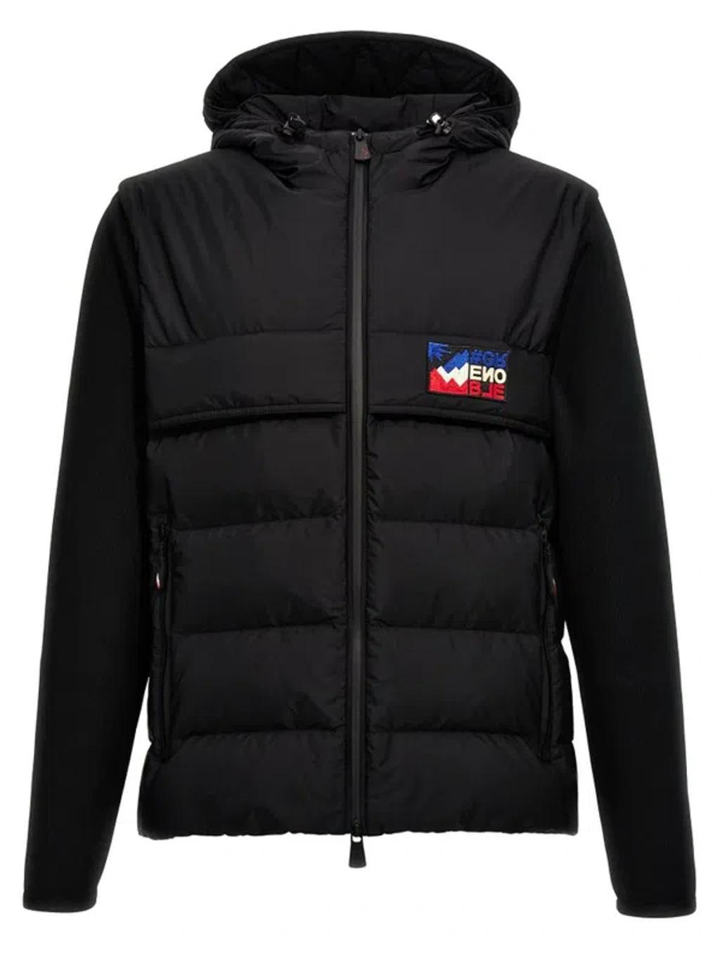 Grenoble Logo Patch Hooded Cardigan In Black Product Image