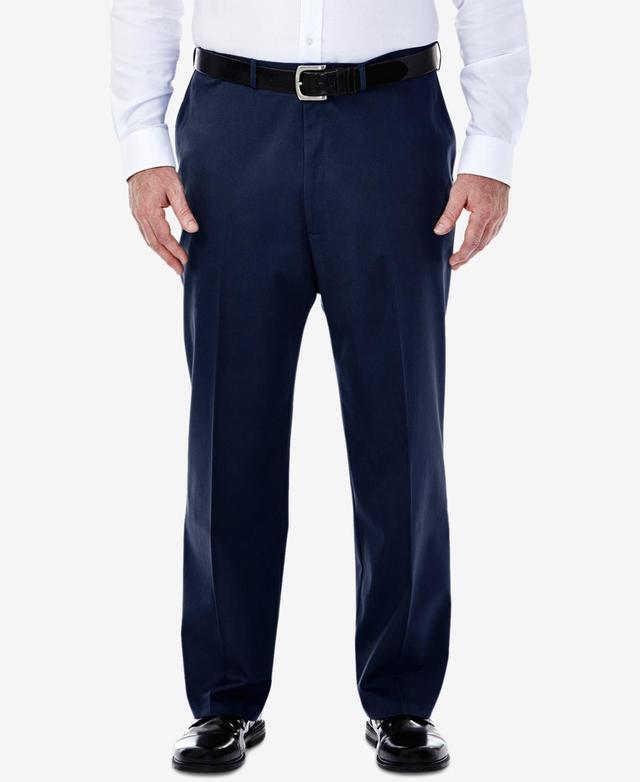 Big & Tall Haggar Premium Stretch No-Iron Khaki Flat-Front Pants, Mens Beig/Green Product Image