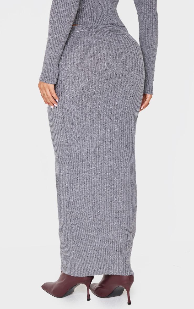 Petite Charcoal Knitted Maxi Skirt With Tie Details Product Image