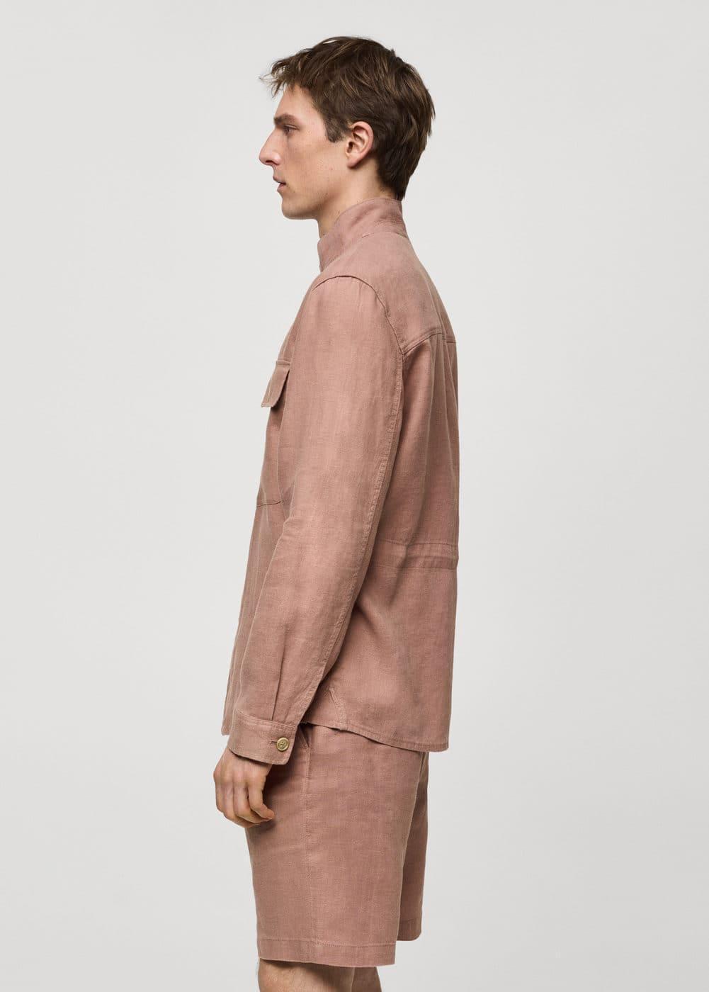 Mango Mens Linen Pockets Detail Overshirt Product Image