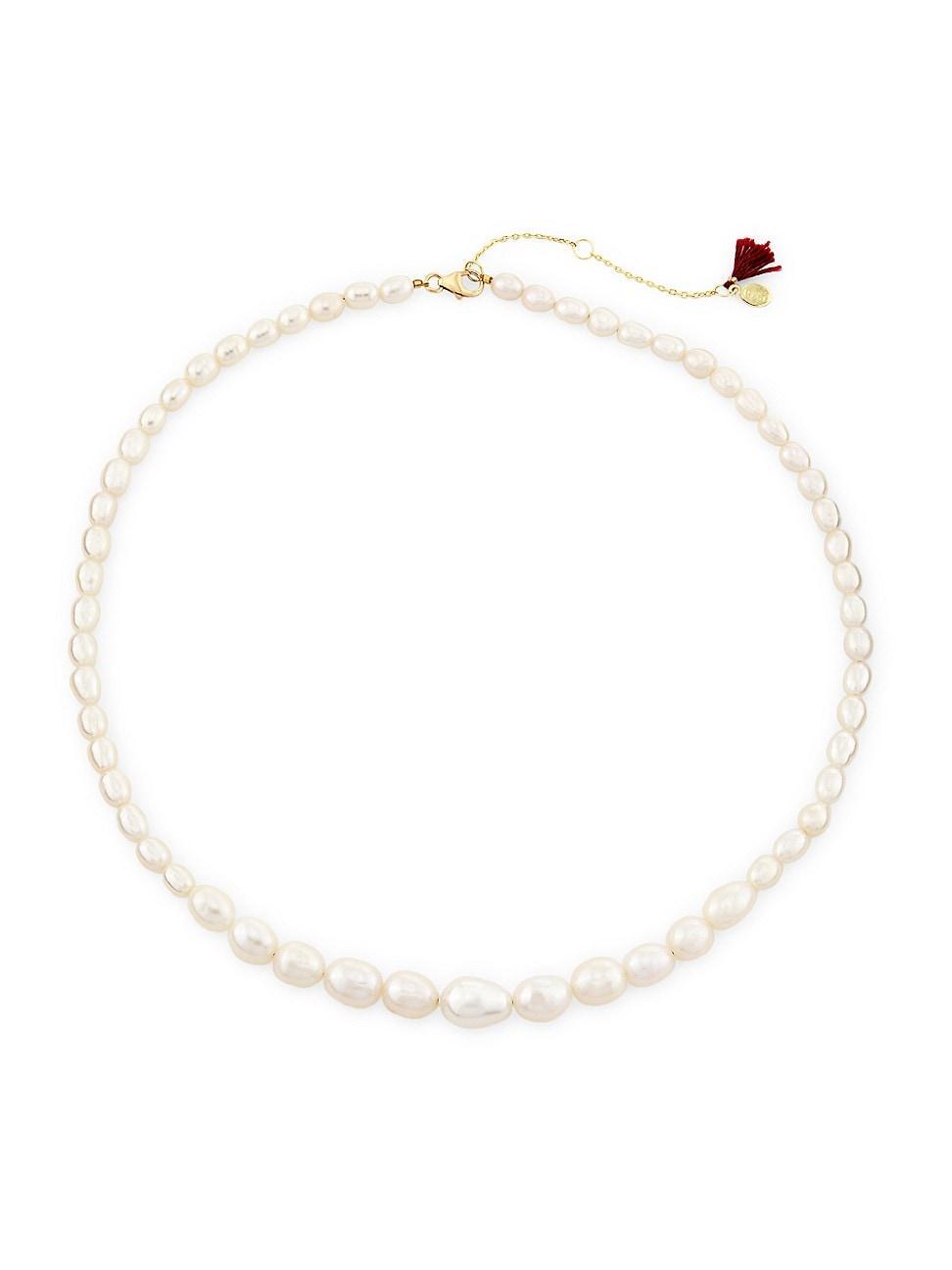 Womens 14K Gold-Vermeil & Freshwater Pearl Graduated Necklace Product Image