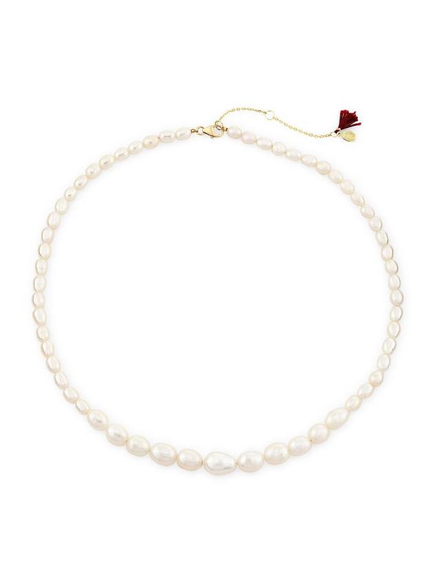 Womens 14K Gold-Vermeil & Freshwater Pearl Graduated Necklace Product Image