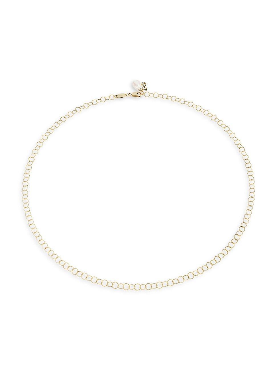 Womens 18K Gold & Pearl Cable Chain Necklace Product Image