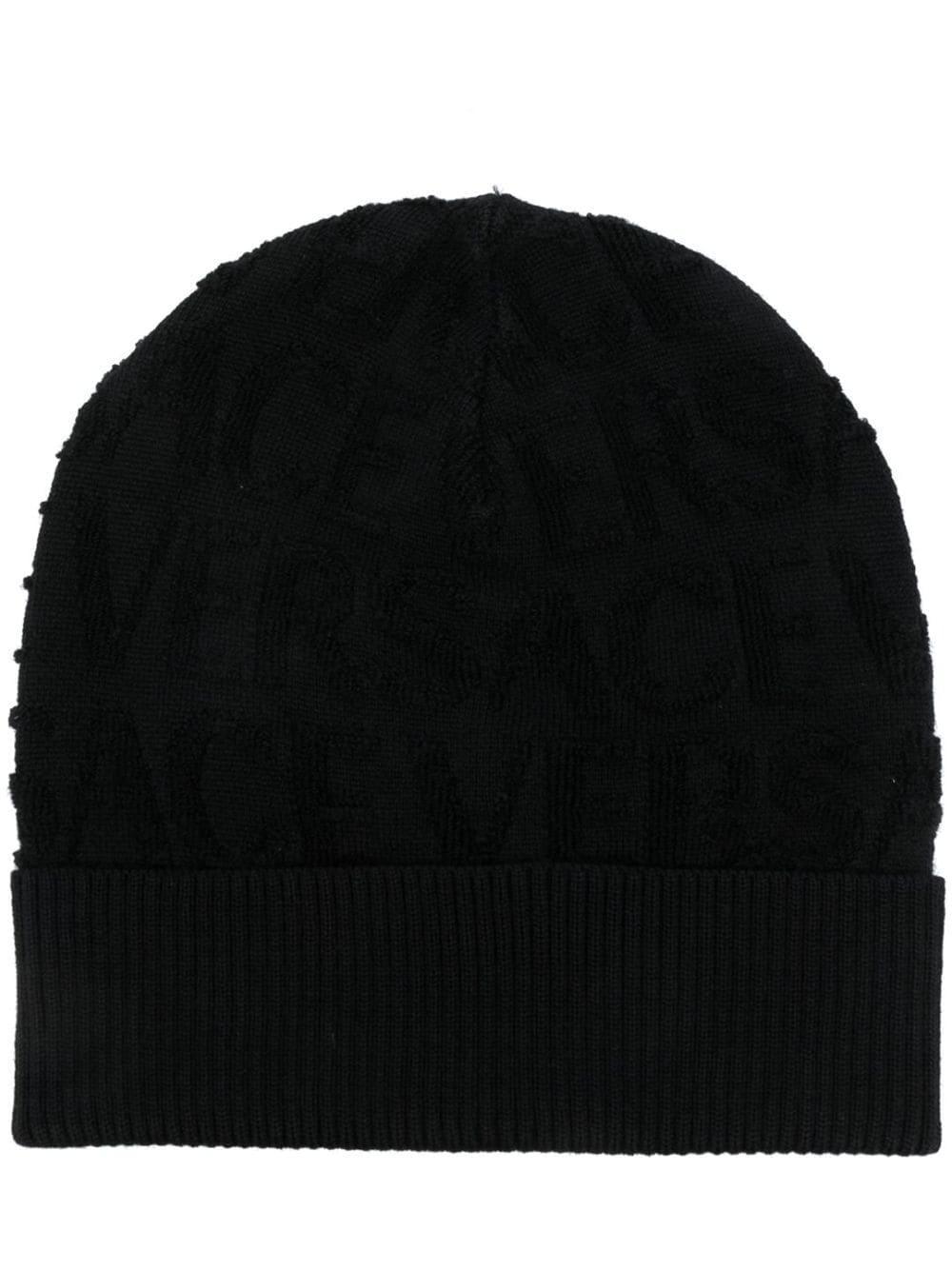 Logo-pattern Wool Beanie In Black Product Image