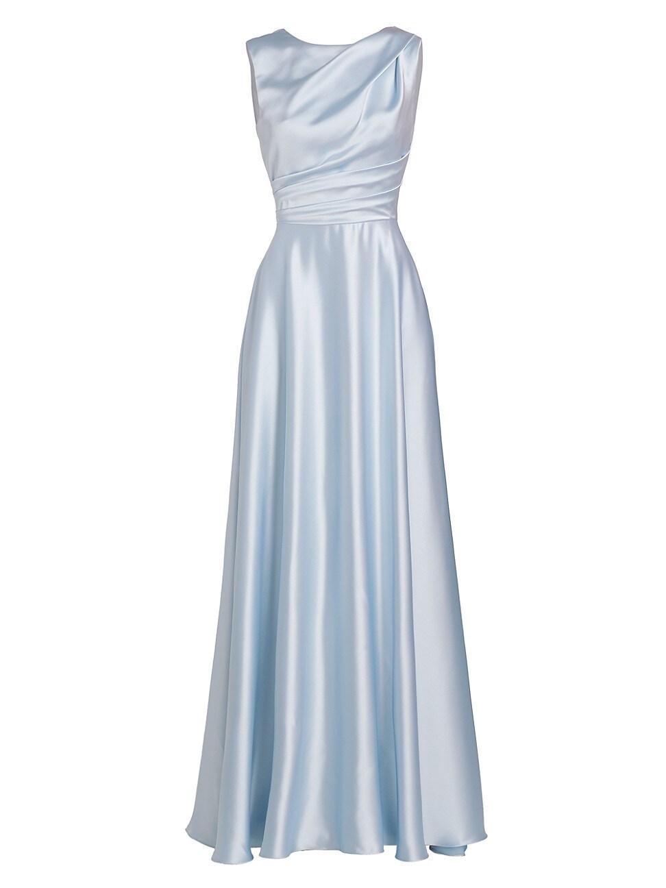 Womens Draped Boatneck Satin Gown Product Image