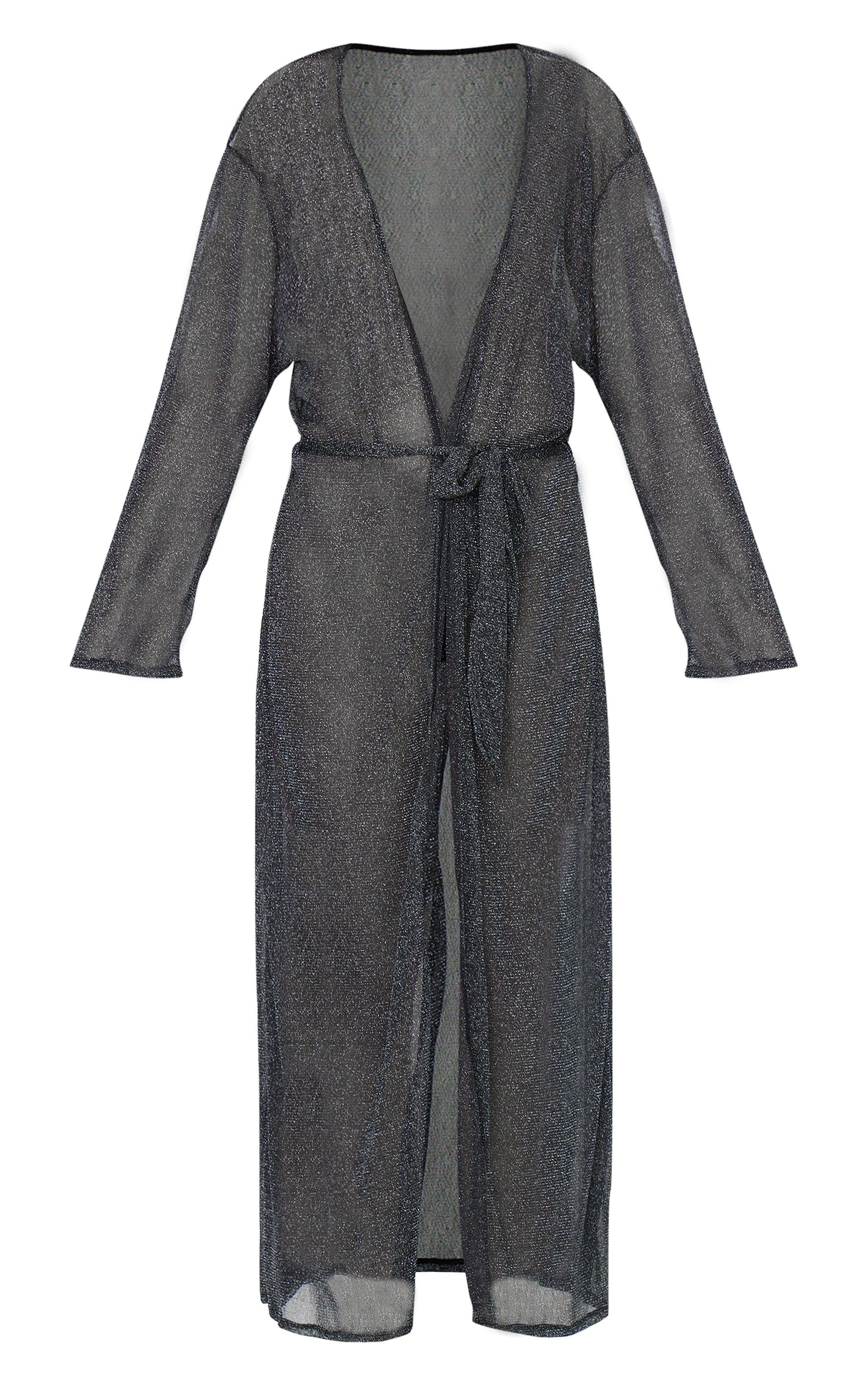 Black Lurex Mesh Maxi Robe Product Image