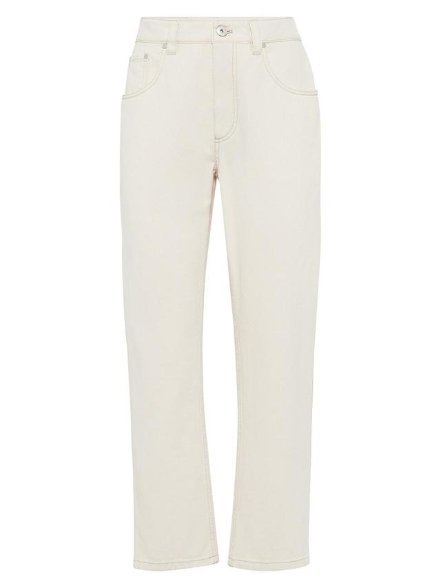 Womens Stretch Dyed Denim Straight Trousers Product Image