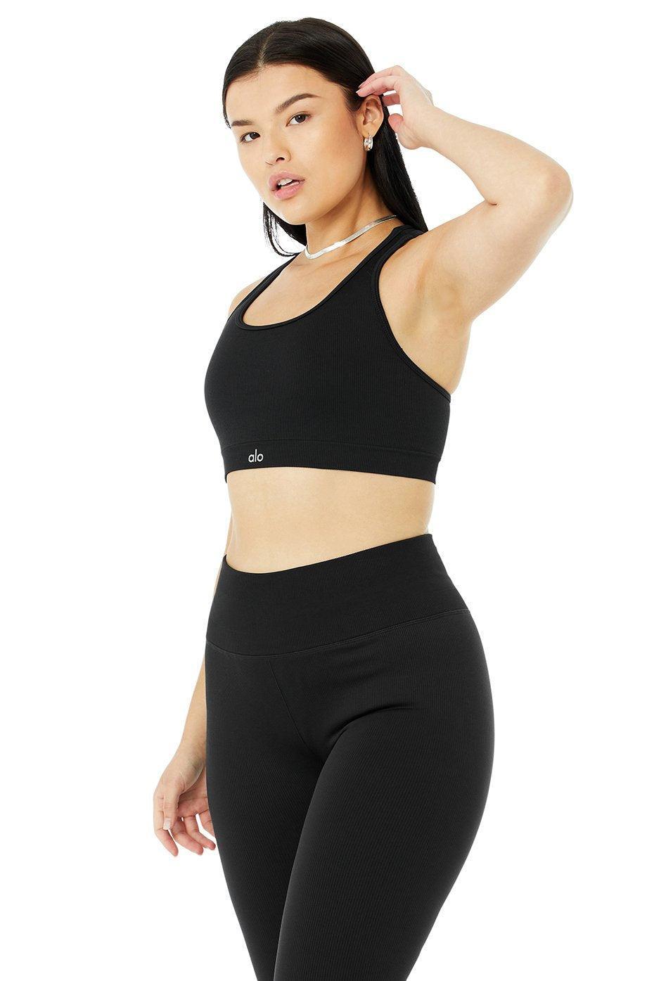 Seamless Ribbed Bra - Black Product Image