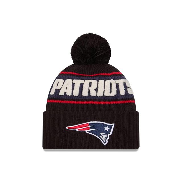 New England Patriots 2024 Cold Weather Black Pom Knit Hat Male Product Image