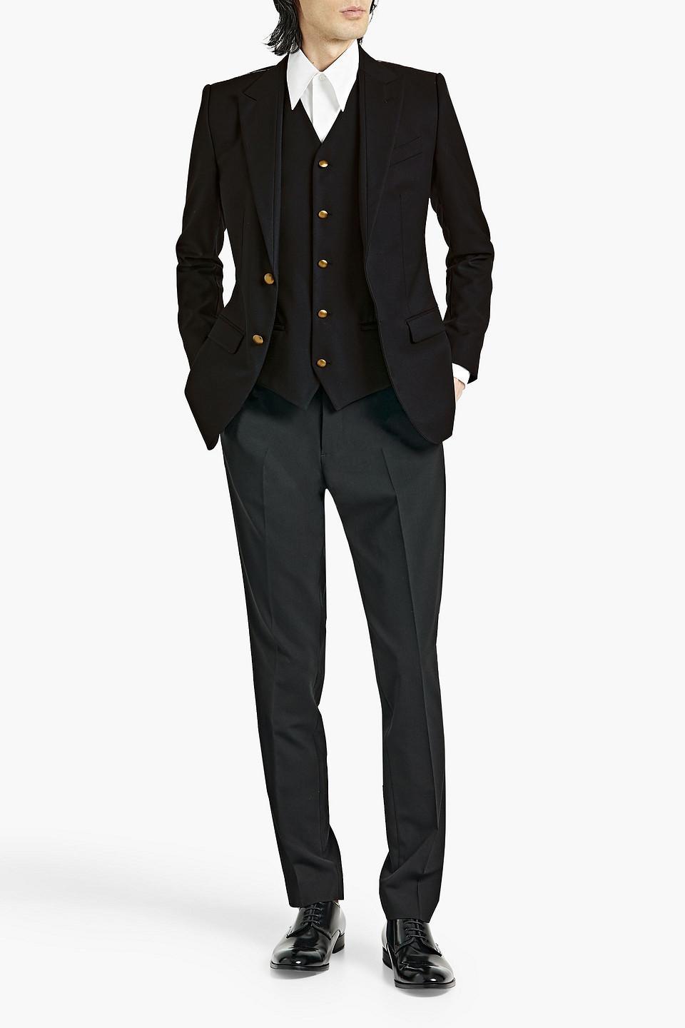 Grain De Poudre Wool Blazer And Vest Set In Black Product Image