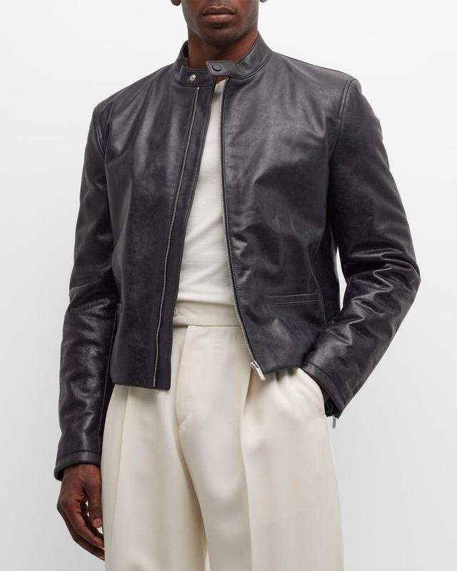 Mens Leather Moto Jacket Product Image