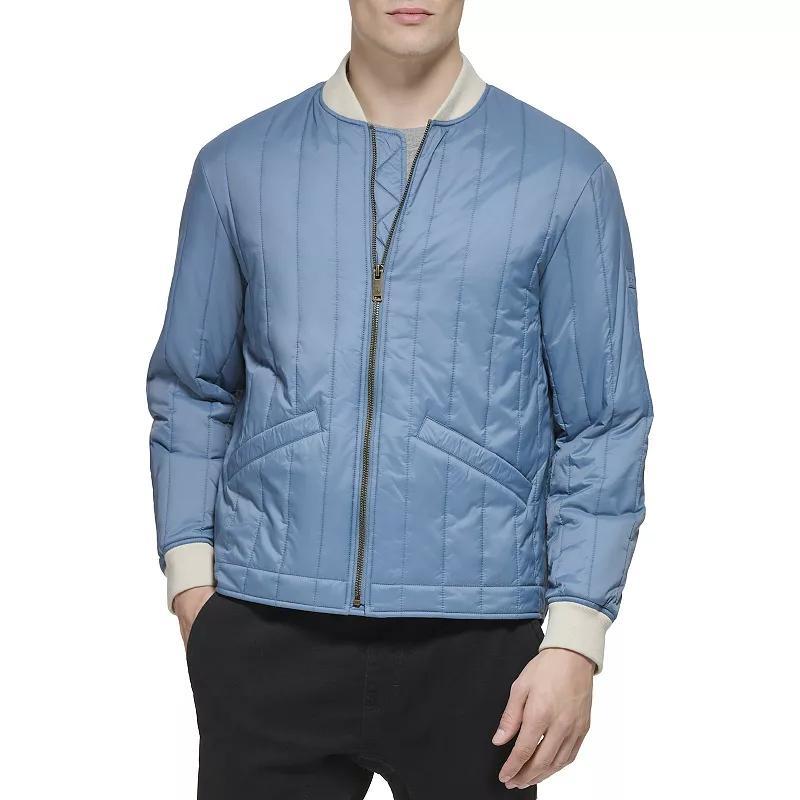 Mens Dockers Bomber Jacket with Vertical Quilting Blue Product Image