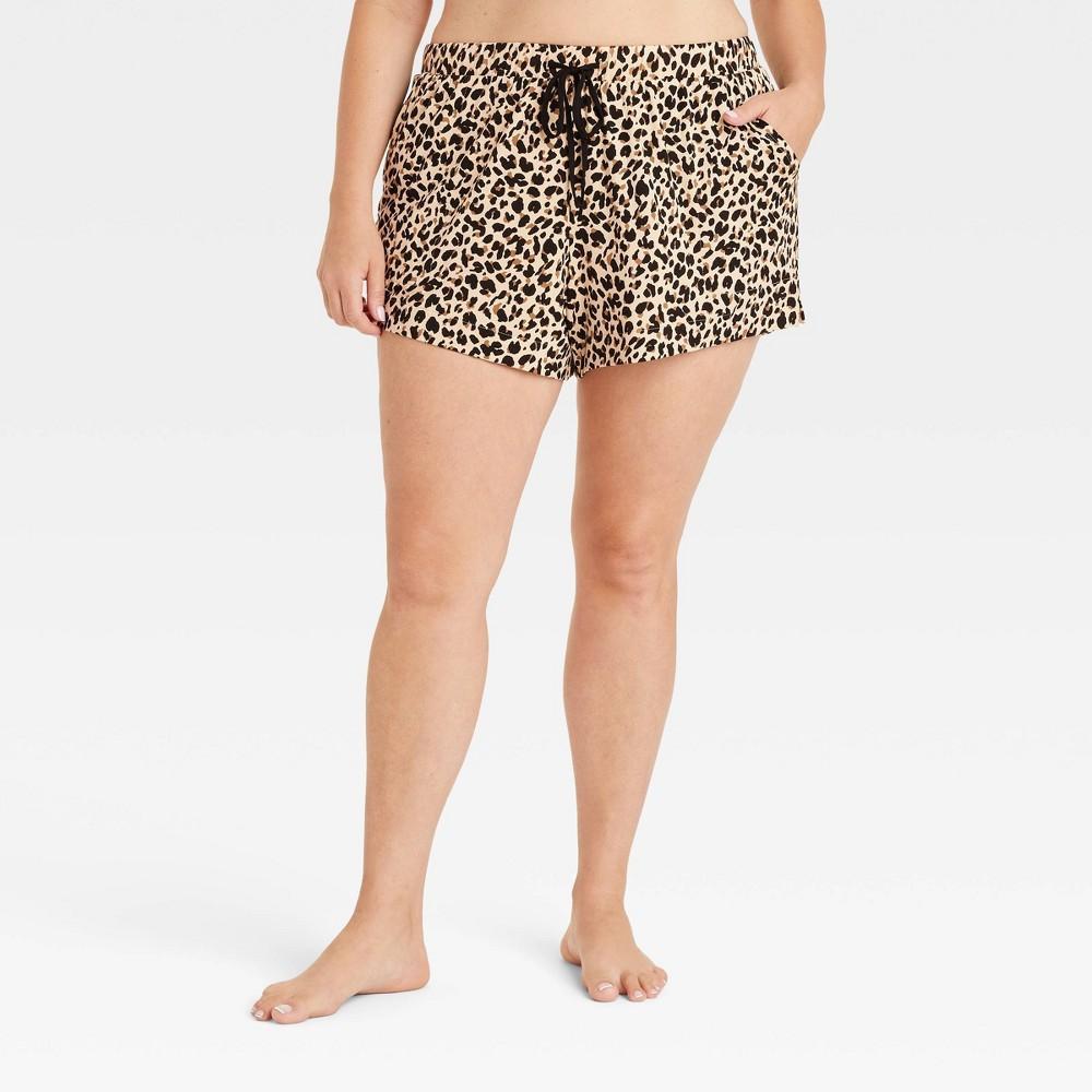 Womens Cloud Knit Pajama Shorts - Auden Brown/Animal 1X Product Image