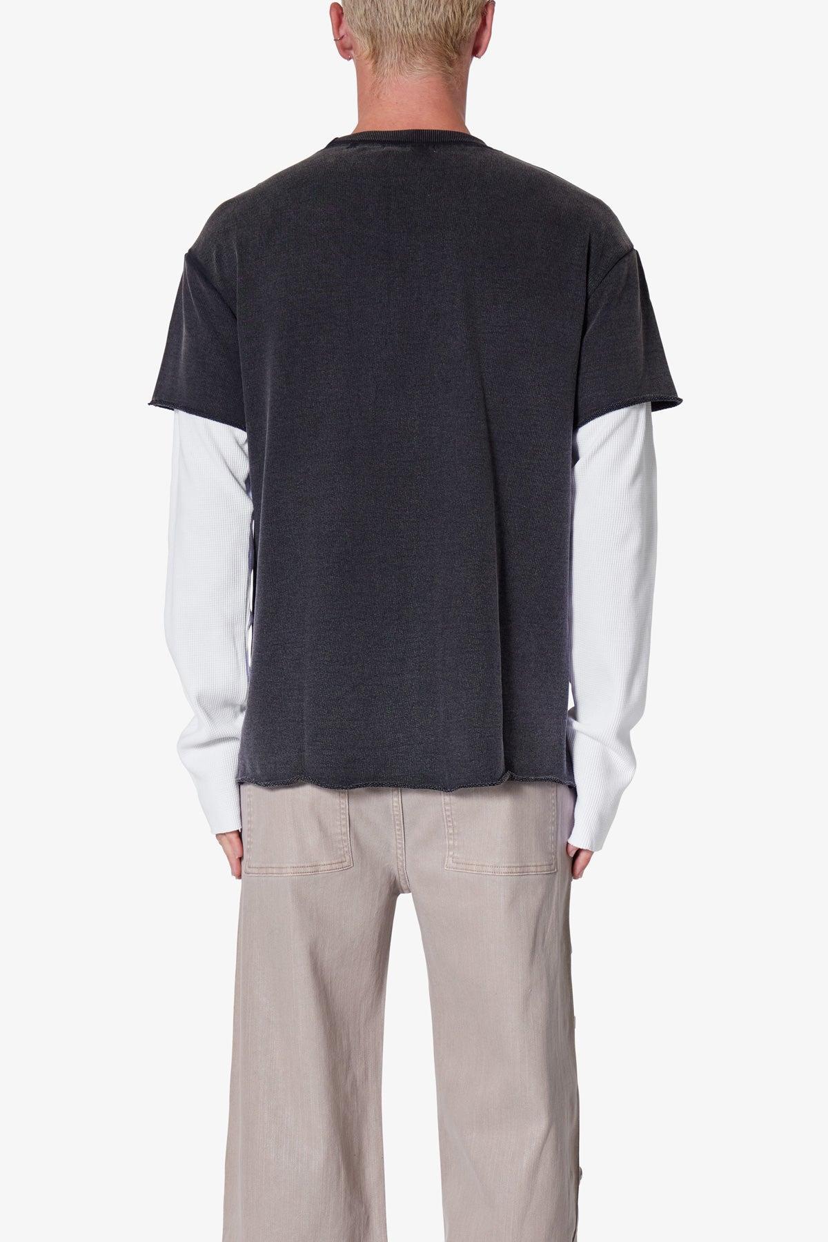 French Terry Double Layer Thermal L/S Tee - Washed Black Product Image