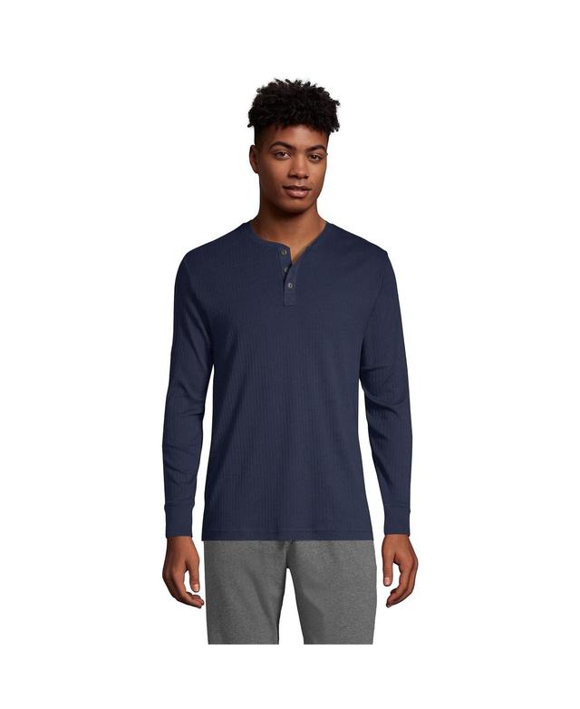 Lands End Mens Knit Rib Pajama Henley T-Shirt Product Image