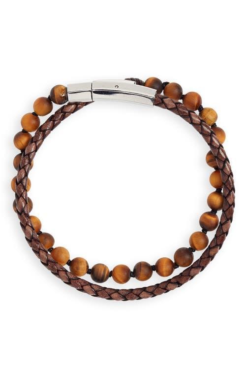 Jonas Studio Hand Knotted Tigers Eye & Leather Bracelet Product Image