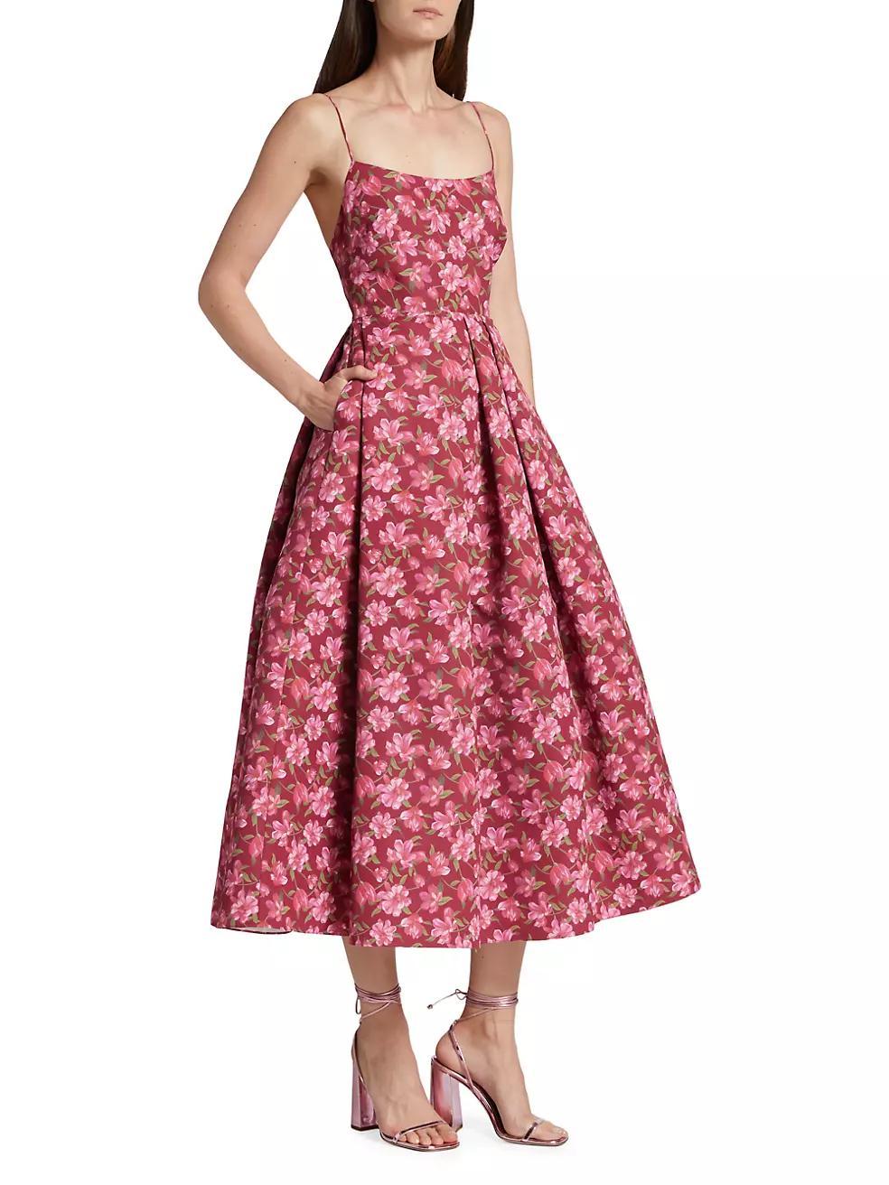 Audra Floral Faille Midi-Dress Product Image