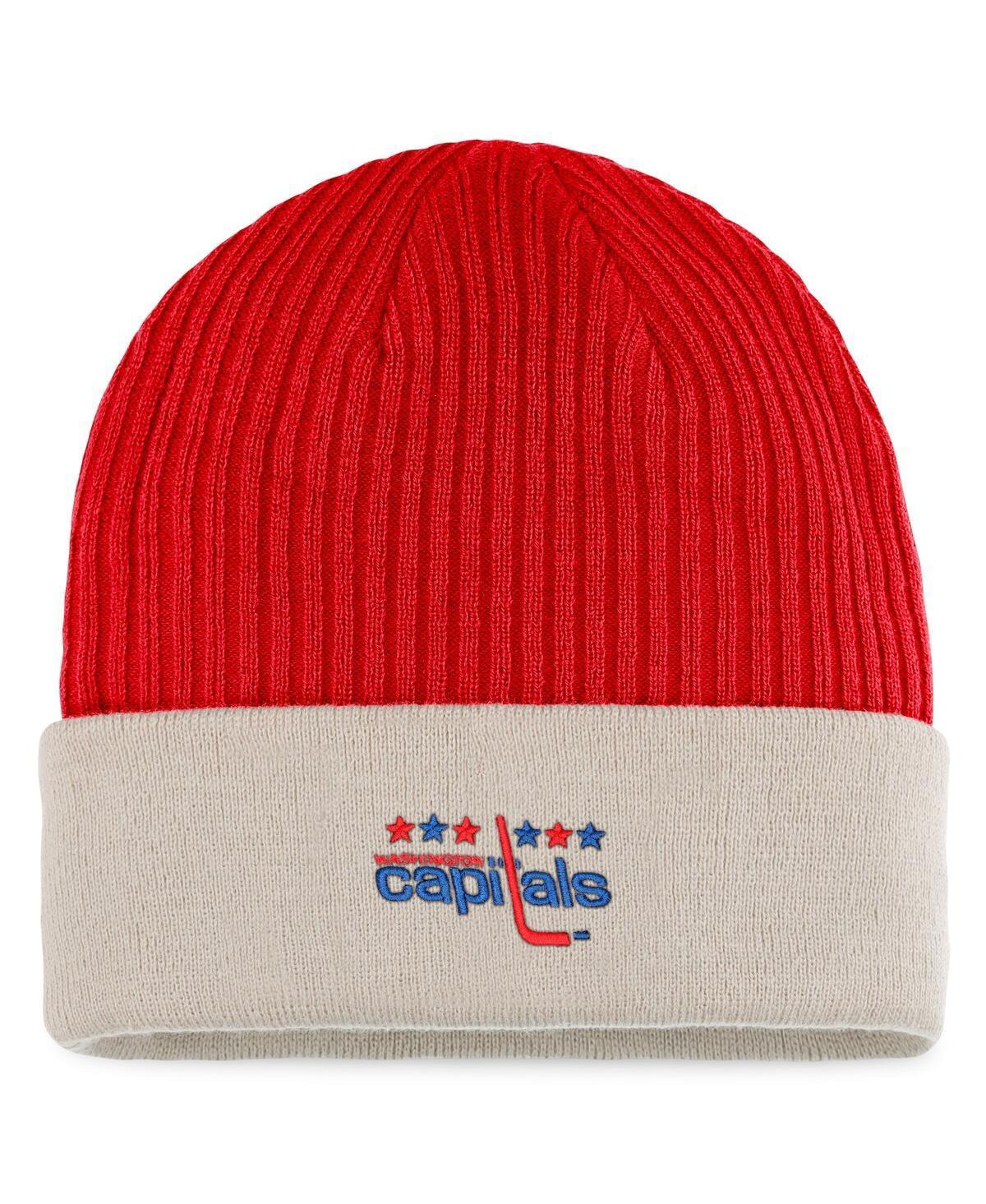 Mens Fanatics Red and Khaki Washington Capitals True Classic Outdoor Play Cuffed Knit Hat - Red Product Image