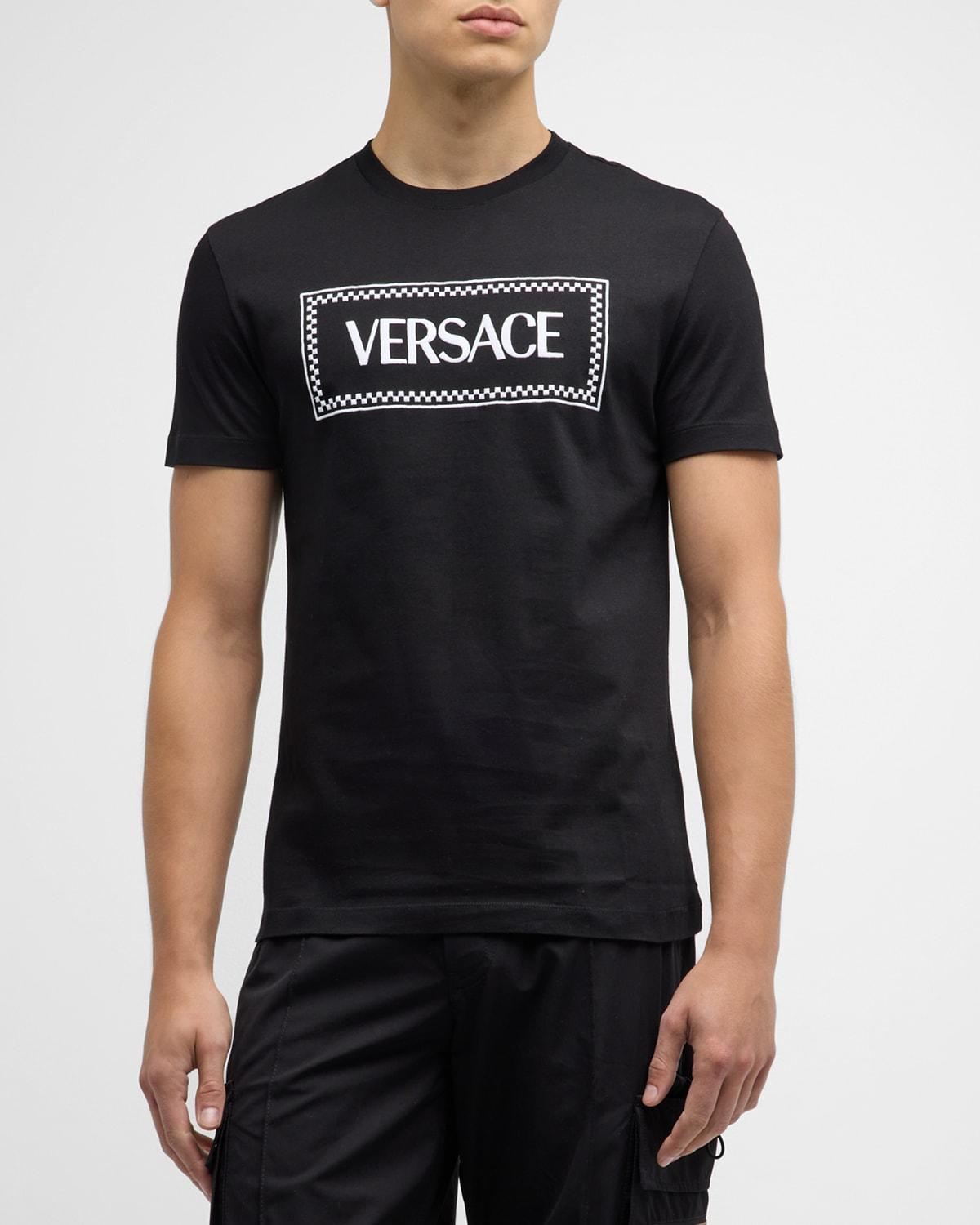 Versace Embroidered Logo Cotton Jersey T-Shirt Product Image