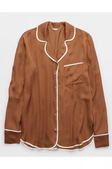 Aerie Off-Duty Satin Shirt Women's Product Image