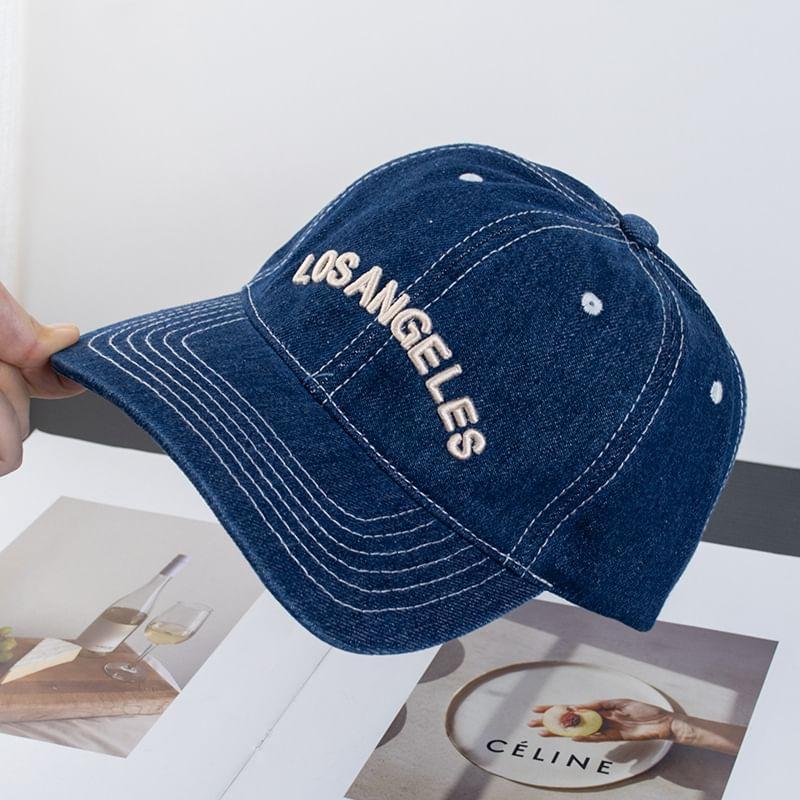 Embroidered Letter Denim Baseball Cap Product Image