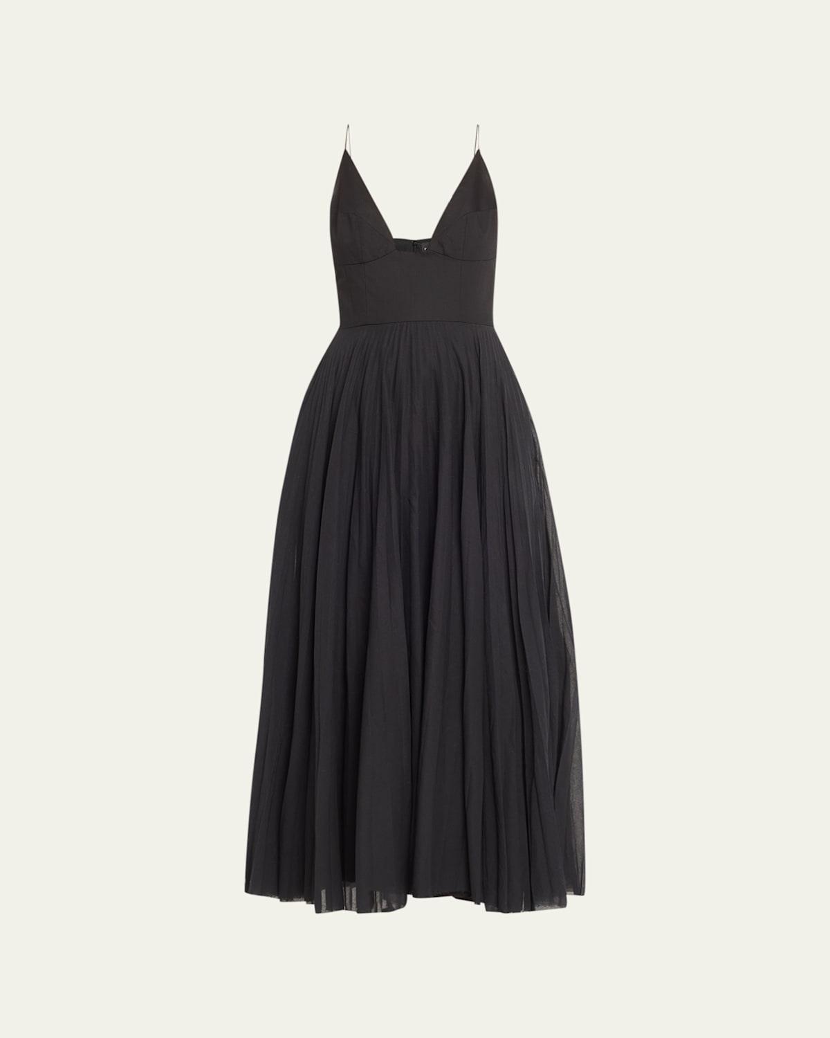 Brandon Maxwell Wesley Pleated Maxi Dress Product Image