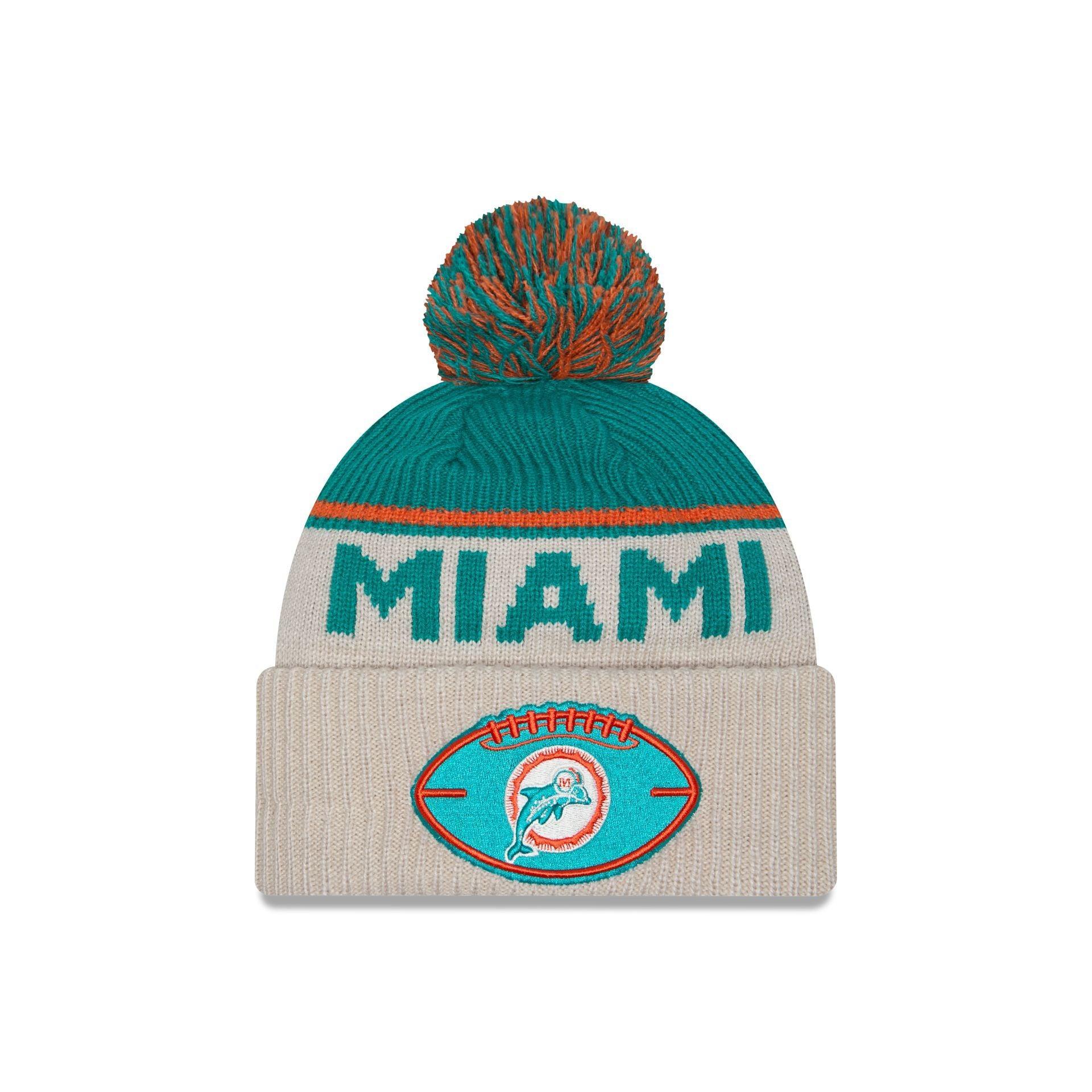 Miami Dolphins 2024 Cold Weather Historic Pom Knit Hat Male Product Image