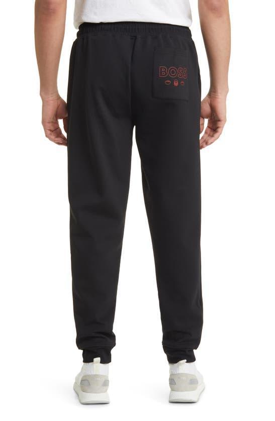 HUGO BOSS Boss X Nfl Cotton-blend Tracksuit Bottoms With Collaborative Branding In Chiefs Black Product Image