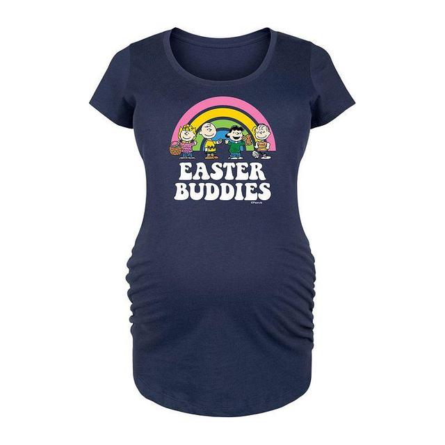 Maternity Peanuts Easter Buddies Graphic Tee, Womens Blue Product Image