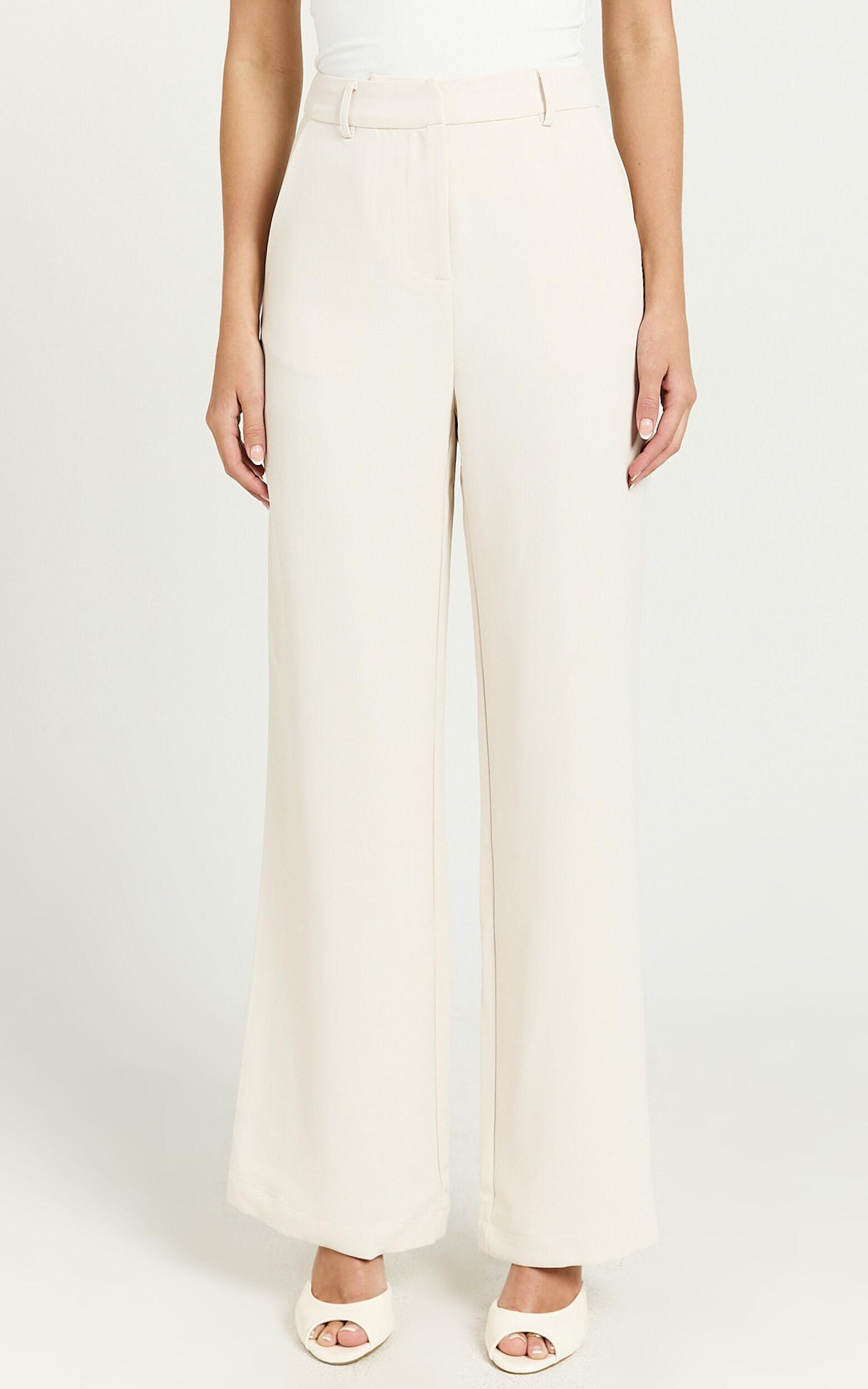 Bonnie Pants - High Waisted Tailored Wide Leg Pants in Bone Product Image