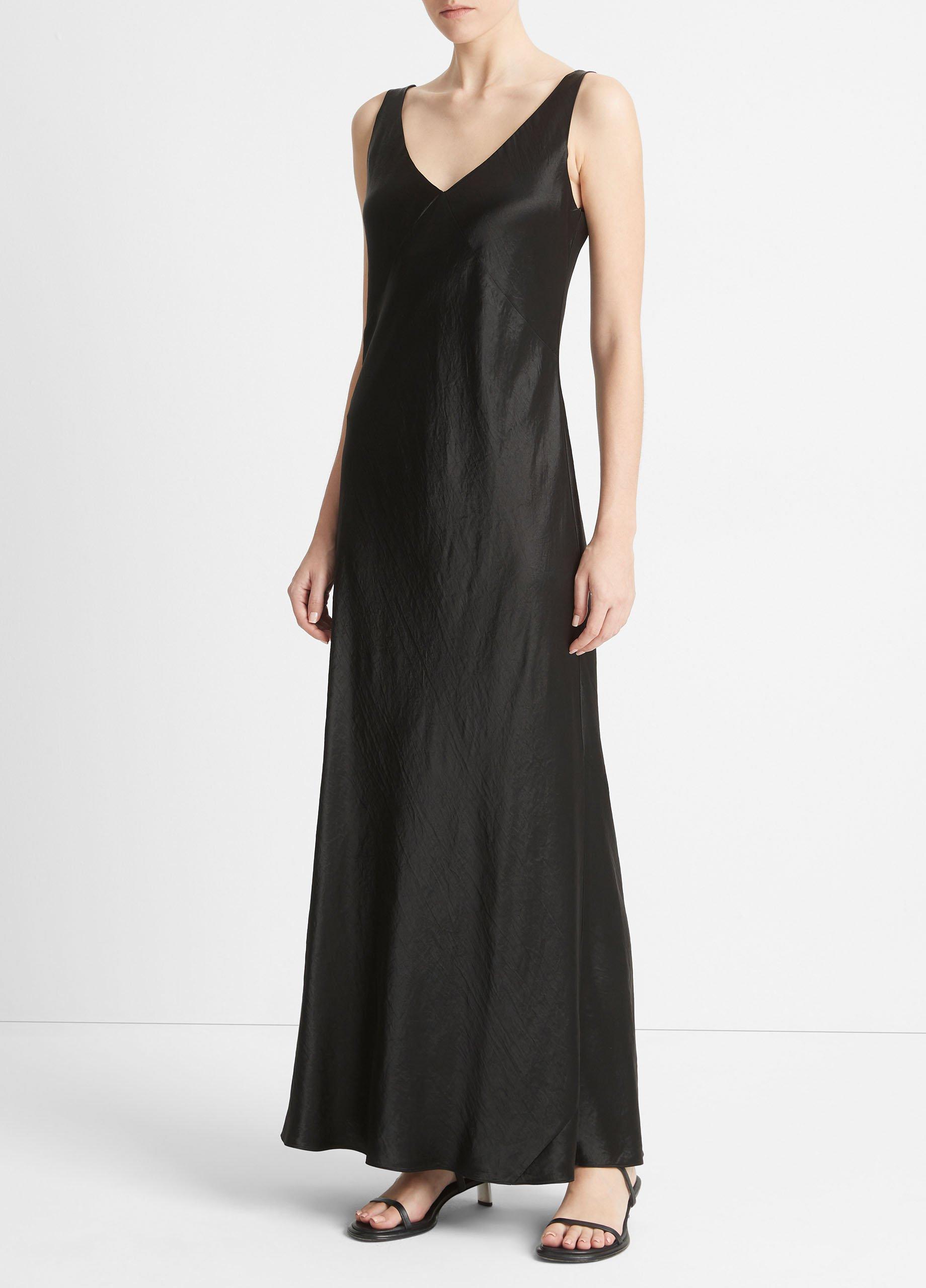 Satin V-Neck Maxi Slip Dress Product Image