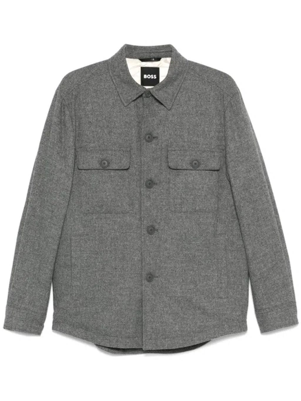 Brushed Flannel Shirt Jacket In Grey Product Image