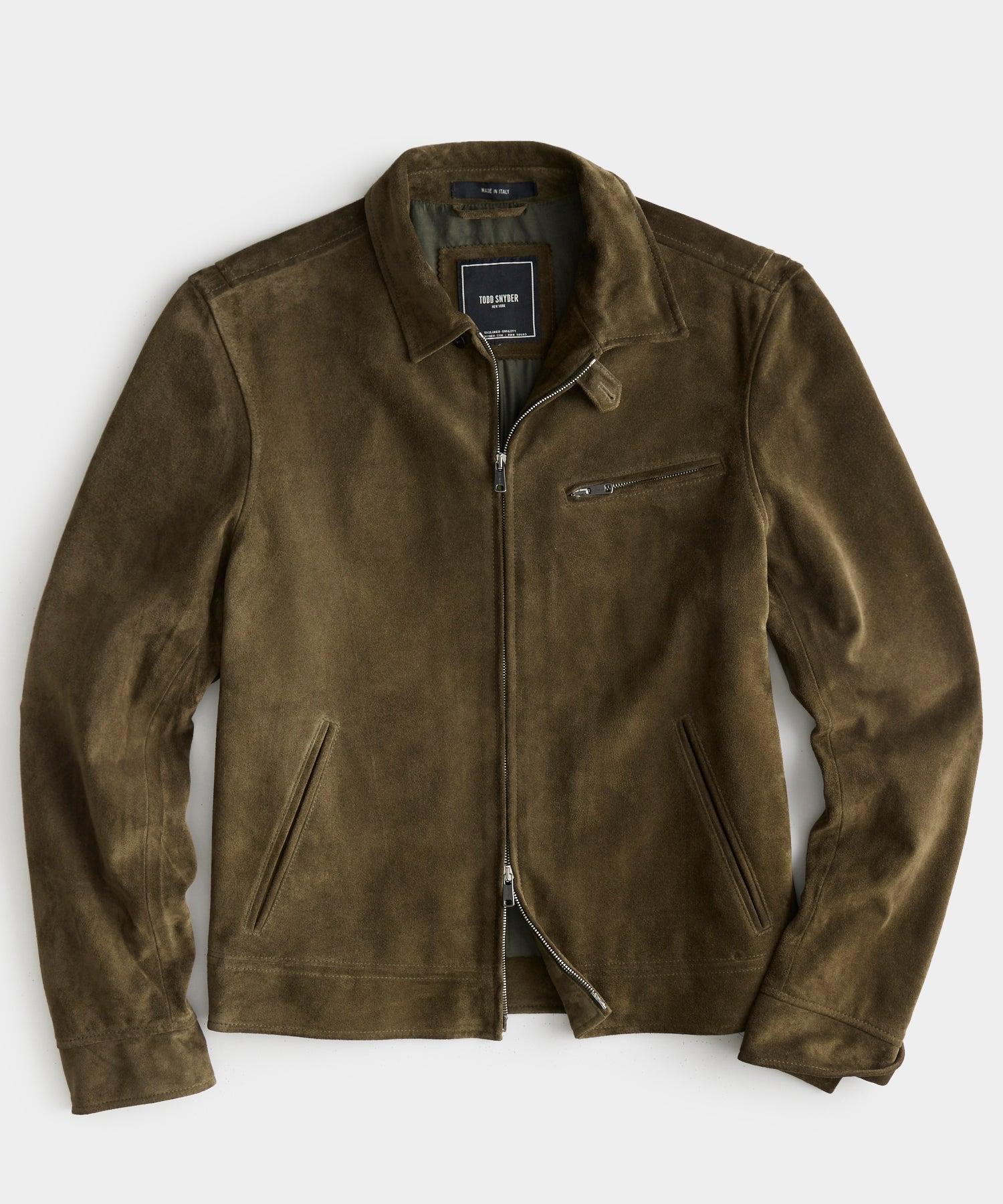 Italian Suede Dean Jacket in Olive Product Image