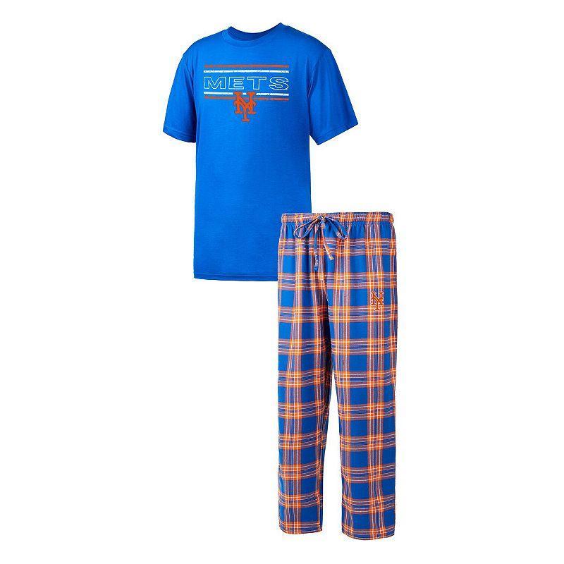 Mens Concepts Sport Royal/Orange New York Mets Badge T-Shirt & Pants Sleep Set Product Image