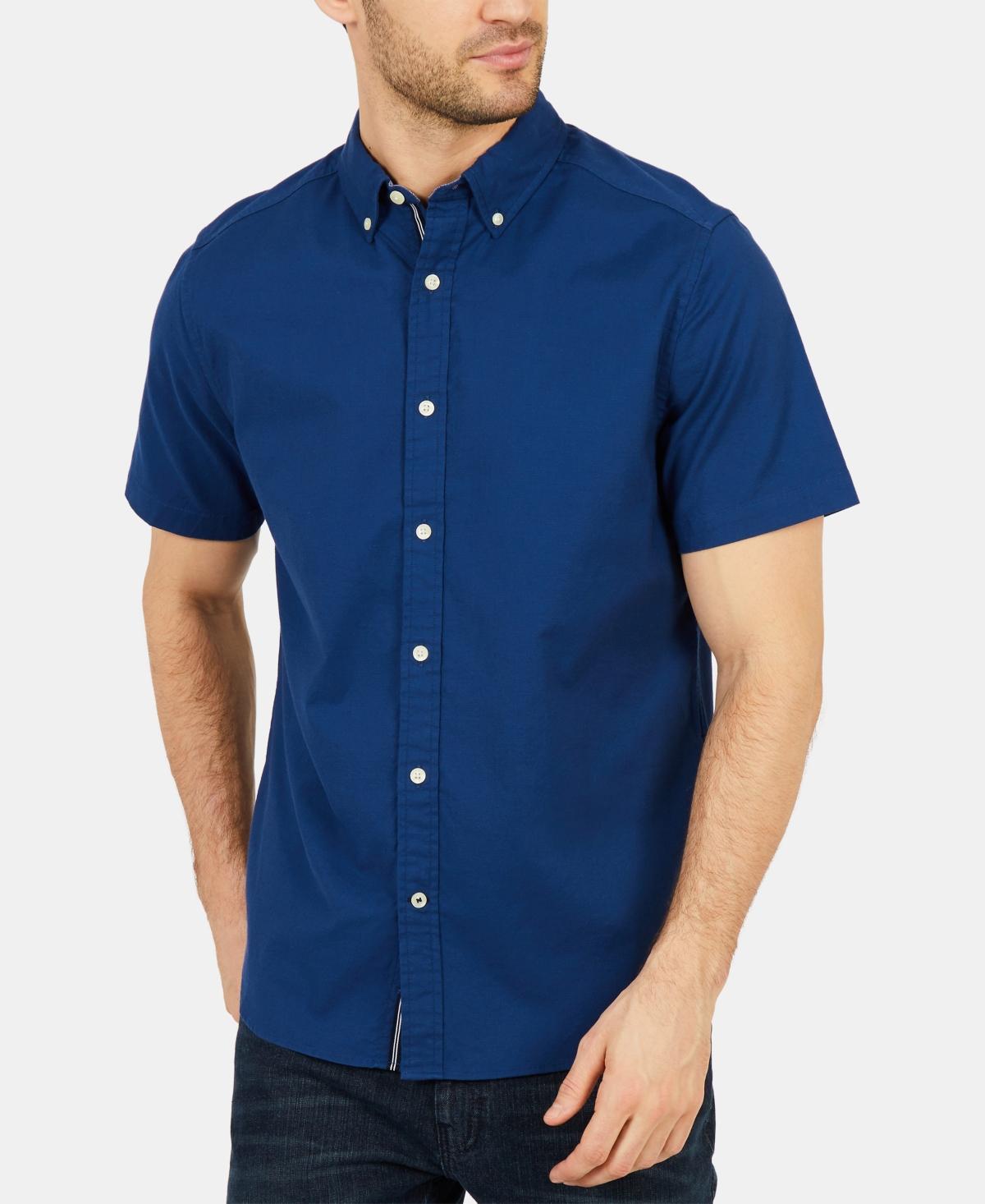 Nautica Mens Classic-Fit Short-Sleeve Solid Stretch Oxford Shirt Product Image