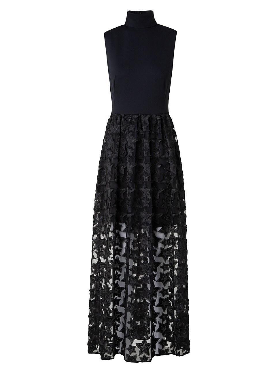 Womens Jersey & Star-Embroidered Tulle Maxi Dress Product Image