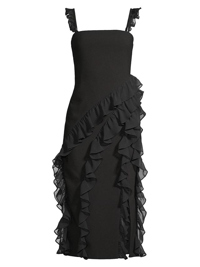 Womens Mandi Ruffle-Trim Midi-Dress Product Image