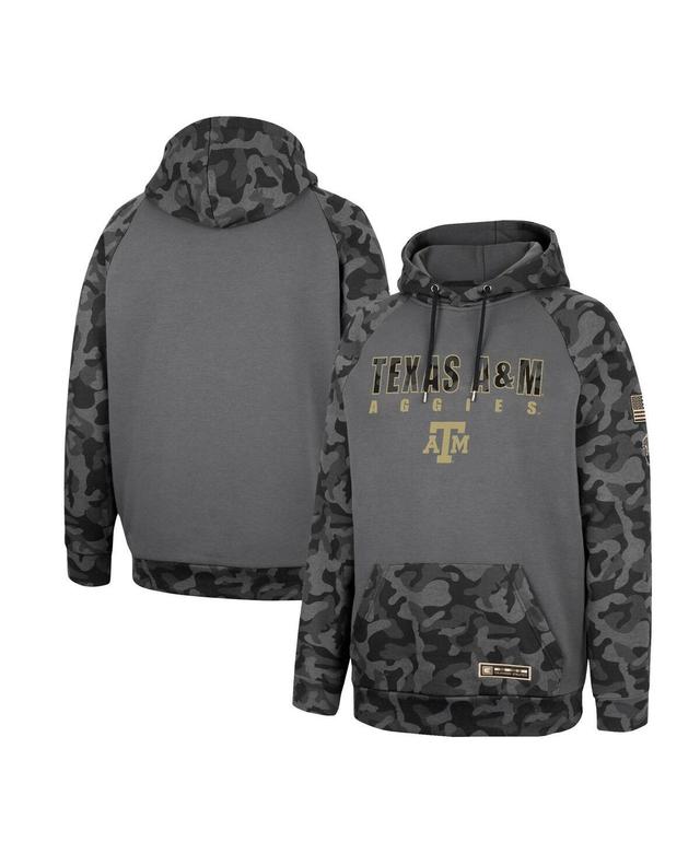 Mens Colosseum Charcoal Texas A&M Aggies Oht Military-Inspired Appreciation Camo Stack Raglan Pullover Hoodie Product Image